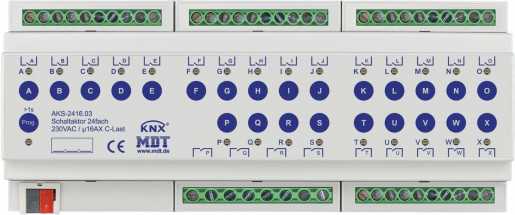 Schaltaktor 24-fach 12TE REG 16A 230VAC C-Last Standard 140µF 