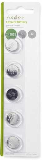 Lithium-Knopfzellenbatterie CR1632 3 V 5 Stück Blister 