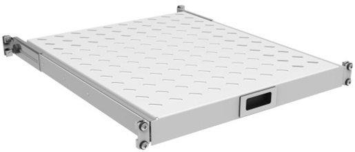 19 Zoll 1HE Fachboden tiefenverst. T=350 mm max. 30 kg RAL7035 ausziehbar 