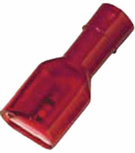 VollIsolierte Flachsteckhülse 0,5-1mm² 6,3 x 0,8 rot Messing 