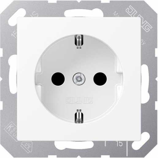 SCHUKO Steckdose, 16 A 250 V ~, Thermoplast lackiert, Serie A, schneeweiß matt 