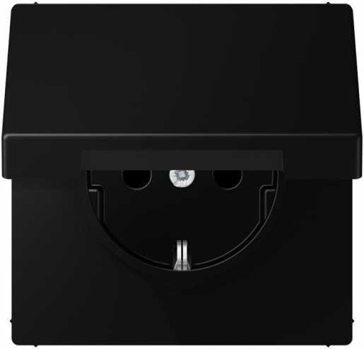 SCHUKO Steckdose16A 250V mit Klappdeckel Serie LS graphitschwarz matt 