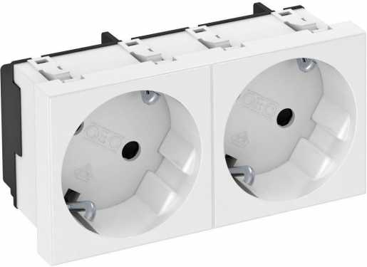 Steckdose 33° 2-fach Schutzkontakt 250V 10/16A reinweiß 