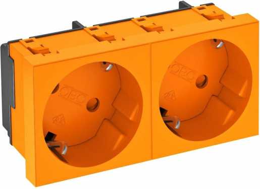 Steckdose 33° 2-fach Schutzkontakt 250V 10/16A reinorange 