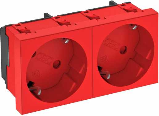 Steckdose 33° 2-fach Schutzkontakt 250V 10/16A signalrot 