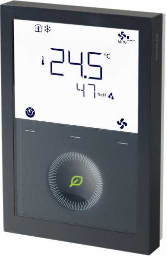KNX Raumtemperaturregler LCD 5..40 °C - DC 0 - 10 V / 2-Pkt FanCoil / Universal 