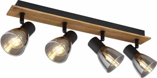 CLAUDE Strahler Holz dunkelbraun Glas rauchfarben 4x E14 40W 230V 