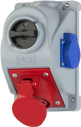 CEE-Wandsteckdose COMBO-POL 16A 5p 6h IP44 