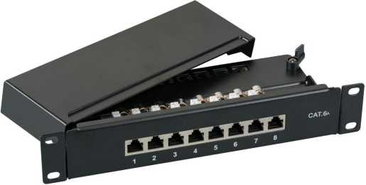 Mini-Patchpanel STP 8xRJ45 Kat.6A 10 1HE RAL7035 grau 