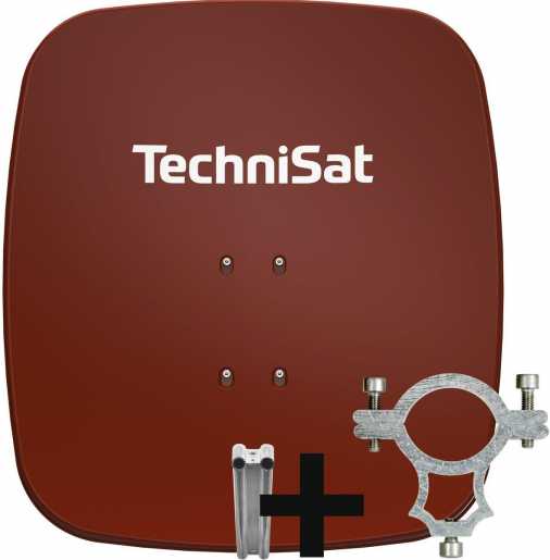 Alu Sat Spiegel SATMAN 65 Plus inkl. LNB-Halteschelle ziegelrot 