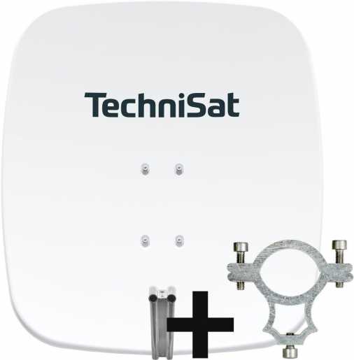 Alu Sat Spiegel SATMAN 65 Plus inkl. LNB-Halteschelle weiß 