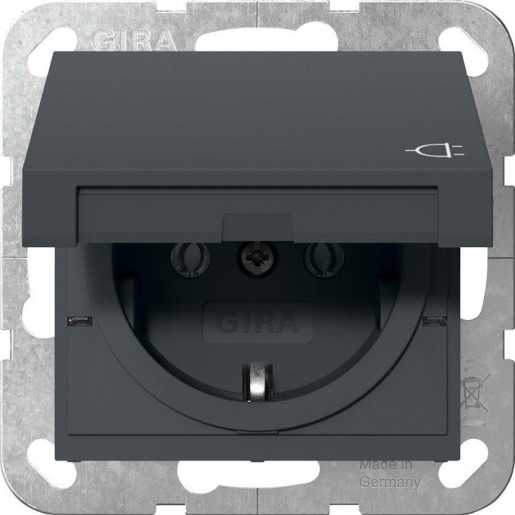 SCHUKO-Steckdose Klappdeckel System 55 Anthrazit 