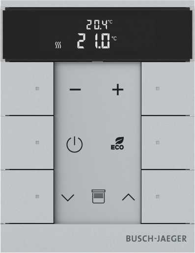 Raumtemperaturregler mit Bedienfunktion 6-fach silber 