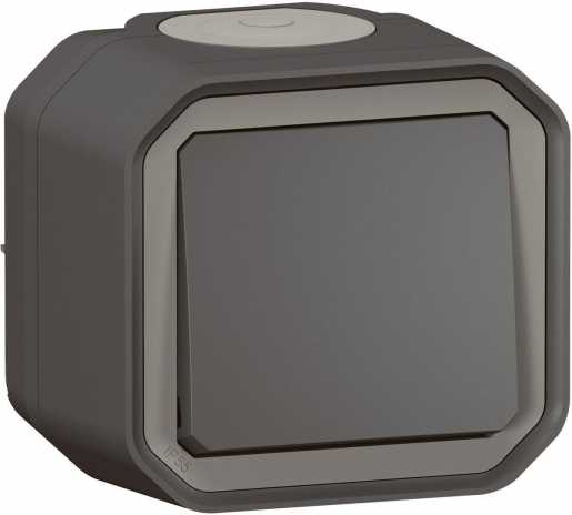 Plexo New Feuchtraum-Aufputz Taster 10 A Steckklemmen (SL) IP55 IK08 Anthrazit 