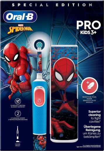 Kinderrahnbürste Pro Kids Spiderman mit Reiseetui 