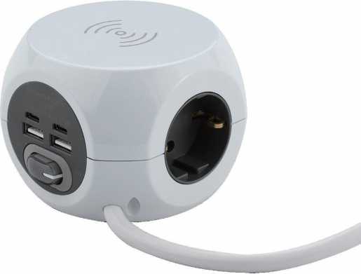 Steckdosenwürfel 3x16A + 4-USB 