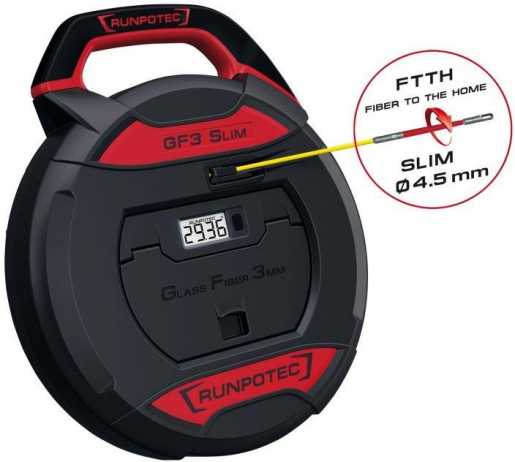 GF3 SLIM Kabeleinziehwerkzeug inkl. digi. Meterzähler L= 20m Glasfaserstab Ø3mm 