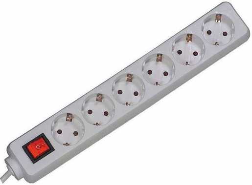 SELLY 6xCEE7/3 weiß 1xSchalter Strom 1,5m CEE7/7 