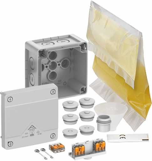 Abzweigkasten IP68 max. Leiterquersch. 2,5² IK09 SK II Ui 450V AC Ui 450V DC VDE 
