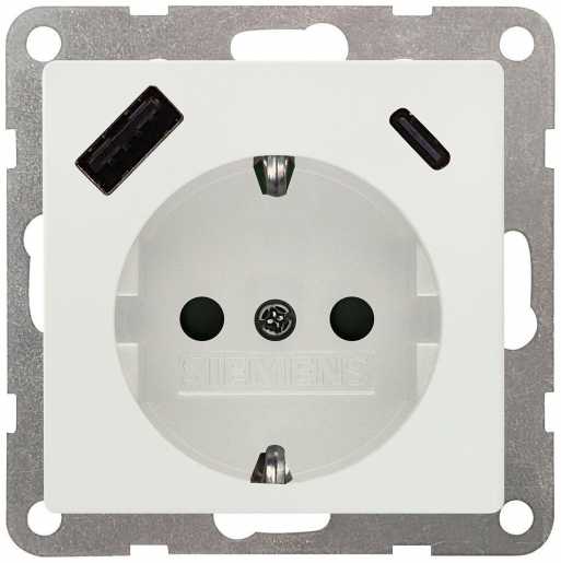 USB-SCHUKO-Steckdose 2 USB A+C max. 18 W titanweiß 