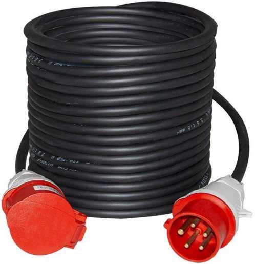 CEE Verlängerung 25m Gummischlauchleitung 5x2,5 schwarz CEE Stecker Kupplung 16A 