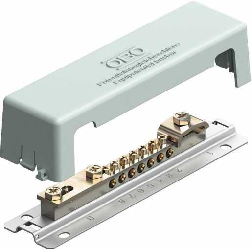 Potentialausgleichsschiene mit Metallfuss 188mm CuZn grau 