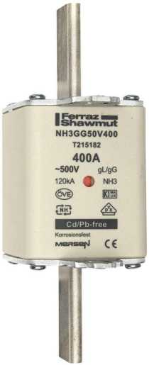 NH-Sicherung gG Gr.3 500VAC/250VDC 80A mit spannungsführenden Grifflaschen 