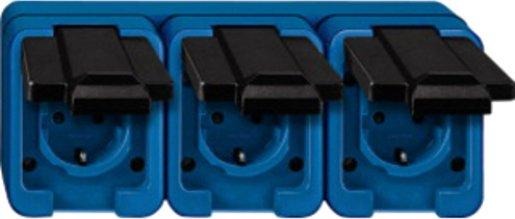 SCHUKO-Dreifach-Steckdose blau SCHLAGFEST 