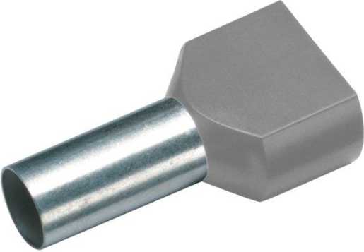 Zwillingsaderendhülse 2 x 4,0 mm² x 12 mm grau 