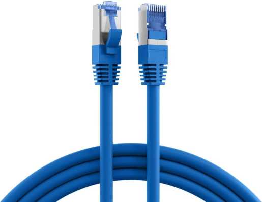 RJ45 Patchkabel S/FTP Kat.6A Kat.7 Rohkabel TPE superflex 1m blau 