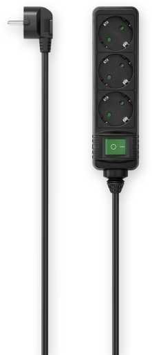 Steckdosenleiste 3-fach Schalter 1,4 m Schwarz 
