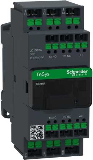 Leistungsschütz LC1D 3-polig 1S / 1Ö 7,5kW 18A 400V AC3 Spule 24-60VAC/DC SnapIN 