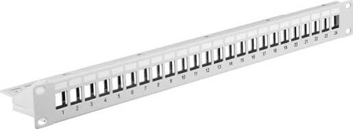 Verteilerfeld 19 Zoll 1HE 24-Port Metall grau 