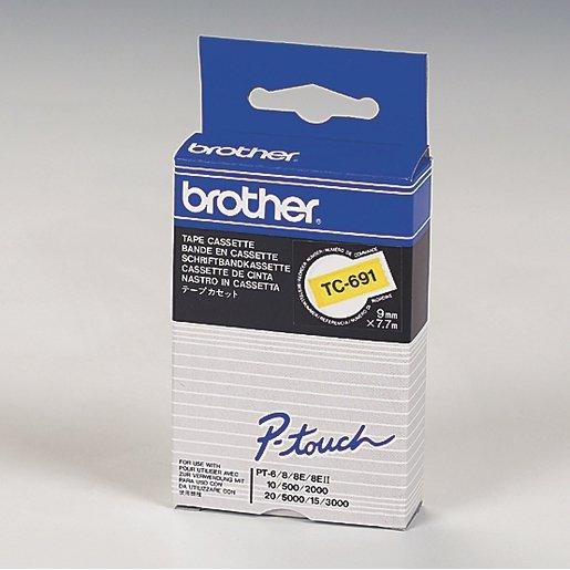 Schriftband TC691 Bandfarbe gelb, Schriftfarbe schwarz, 9 mm 