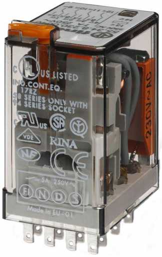 Industrierelais steckbar 4W 7A 230VAC Prüftaste mech.Anzeige Serie 55 
