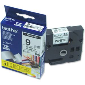 Schriftbandkassette TZe221 Bandfarbe weiß, Schriftfarbe schwarz, 9 mm 
