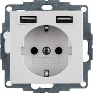 Krammer Elektrotechnik Online  Steckdose SCHUKO/USB, S.1/B.3/B.7,  polarweiß glänzend