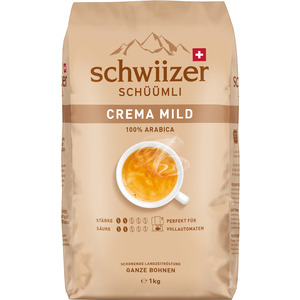 Bohnenkaffee Schwiizer Schüümli Crema Mild 1kg 