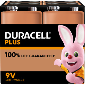 Duracell Plus Alkaline-Batterien 9V MN1604 4 Stk 