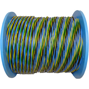 PVC-Aderleitung H07V-U 3X1,5 schwarz-blau-gelb/grün Spule 300 m 