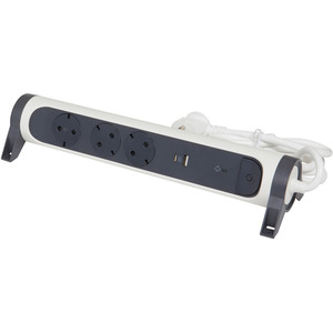 Steckdosenleiste drehbar 3x Steckdose,USB-A, USB-C, SPD, 1,5m Kabel weiß-schwarz 