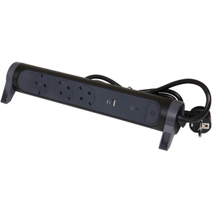 Drehbare Steckdosenleiste 3x Steckdose, USB-A, USB-C, SPD, 1,5m Kabel schwarz 