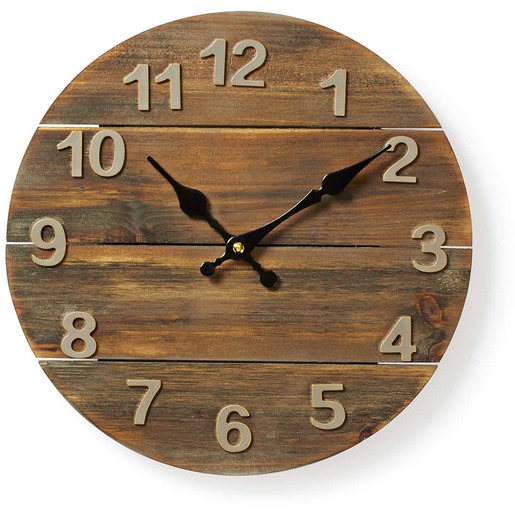 Wanduhr Holz Uhr  Quarzuhr 30 cm braun 