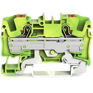 2-Leiter-Schutzleiterklemme mit Drücker 6 mm² mit Prüföffnung grün-gelb 