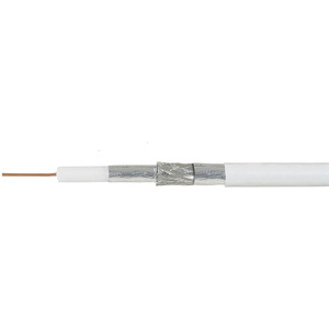 Koaxialkabel 115 dB Ø 5 mm Länge 100 m PVC weiß auf Kunststoff-Trommel 