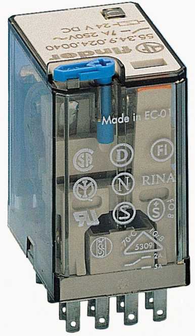 Industrierelais steckbar 4W 7A 24VDC Prüftaste LED Freilaufd. Serie 55 