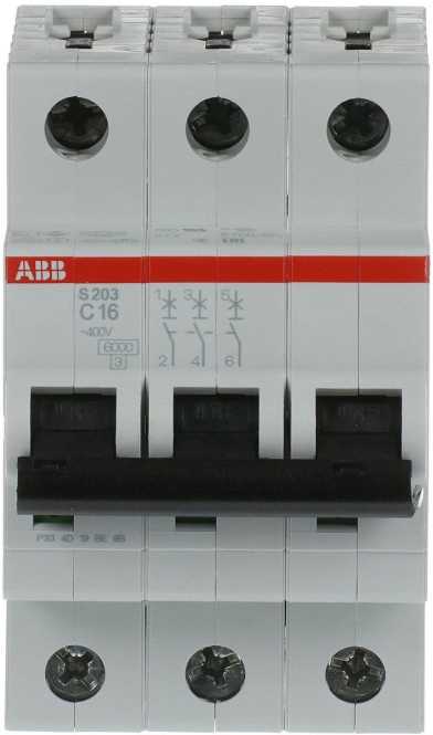 LS-Schutzschalter 3-polig 6kA /20kA C-Char 16A 3TE 
