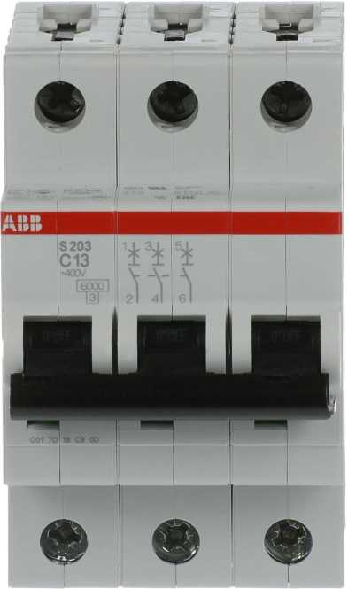 LS-Schutzschalter 3-polig 6kA /20kA C-Char 13A 3TE 