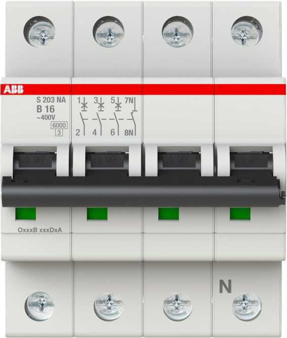 LS-Schutzschalter 4-polig 6kA /10kA B-Char 16A 4TE 
