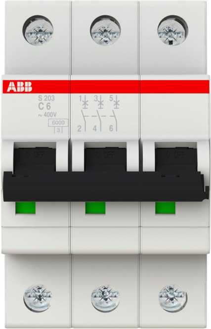 LS-Schutzschalter 3-polig 6kA /20kA C-Char 6A 3TE 